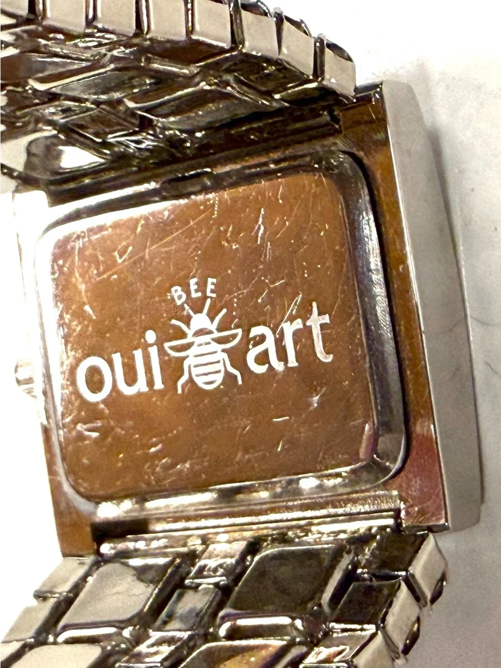Vintage Oui Art Bee Watch Purple AB Iridescent Crystal Rhinestone Stretch Cuff
